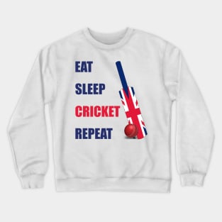 Eat Sleep Cricket Repeat British Flag Cricket Bat Crewneck Sweatshirt